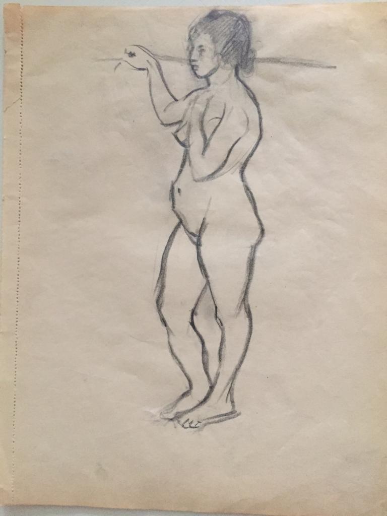Завьялов И.Ф. (1893-1937)  "Обнаженная, стоящая вполоборота влево" (1915)