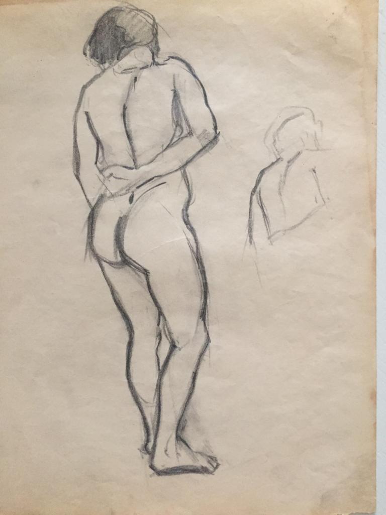 Завьялов И.Ф. (1893-1937)  "Стоящая обнаженная с рукой за спиной" (1915)
