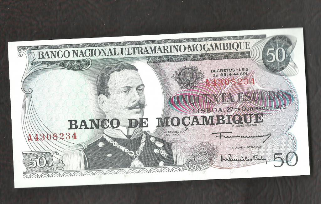 Банкнота.50 ЭСКУДО  МОЗАМБИК. 1970 год .UNC