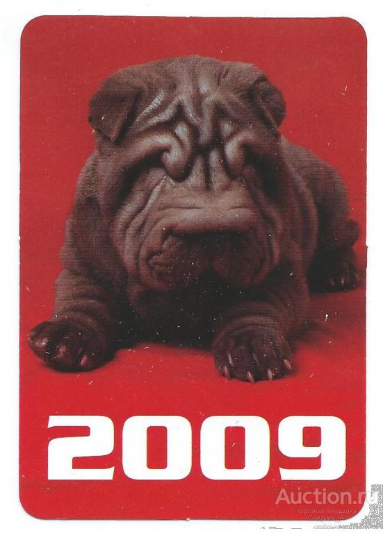 Календарь карманный. Россия.2009. Фауна.Животные.Серия"Щенки":Бульдог