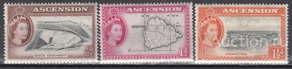 Вознесения 1956 Елизавета II виды острова Mi62-64 MNH