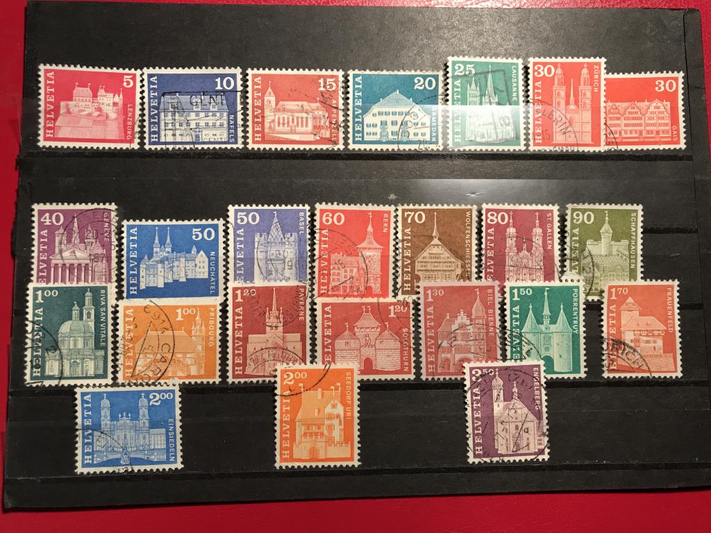 Швейцария, марки, архитектурные памятники, использованные