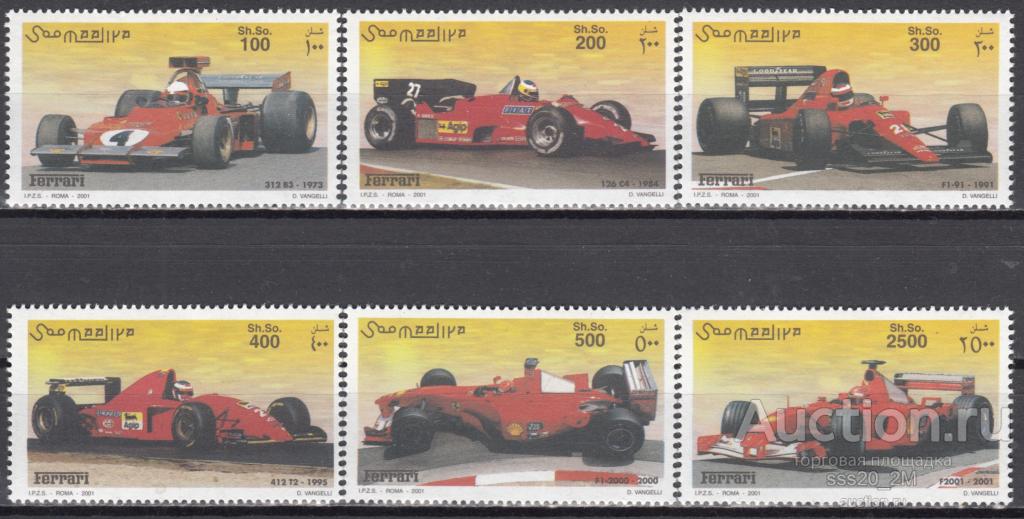 Сомали 2001 гоночные автомобили Феррари Mi890-895 MNH