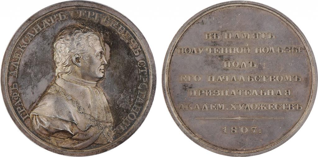 МЕДАЛЬ 1807 г. ГРАФУ СТРОГАНОВУ ОТ АКАДЕМИИ ХУДОЖЕСТВ !!!!!!!