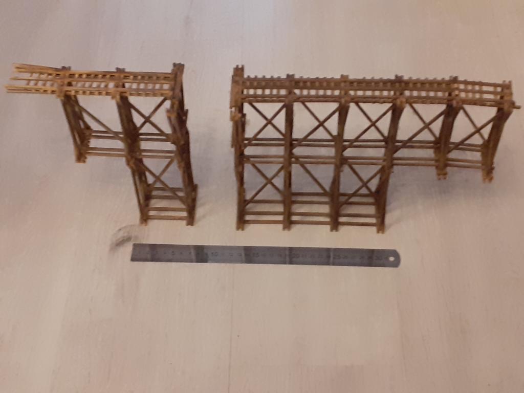 16мм (HO) мост на деревянных опорах прямой,самодельный