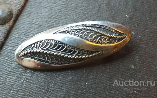 Брошь, серебро, скань, 925 проба.
