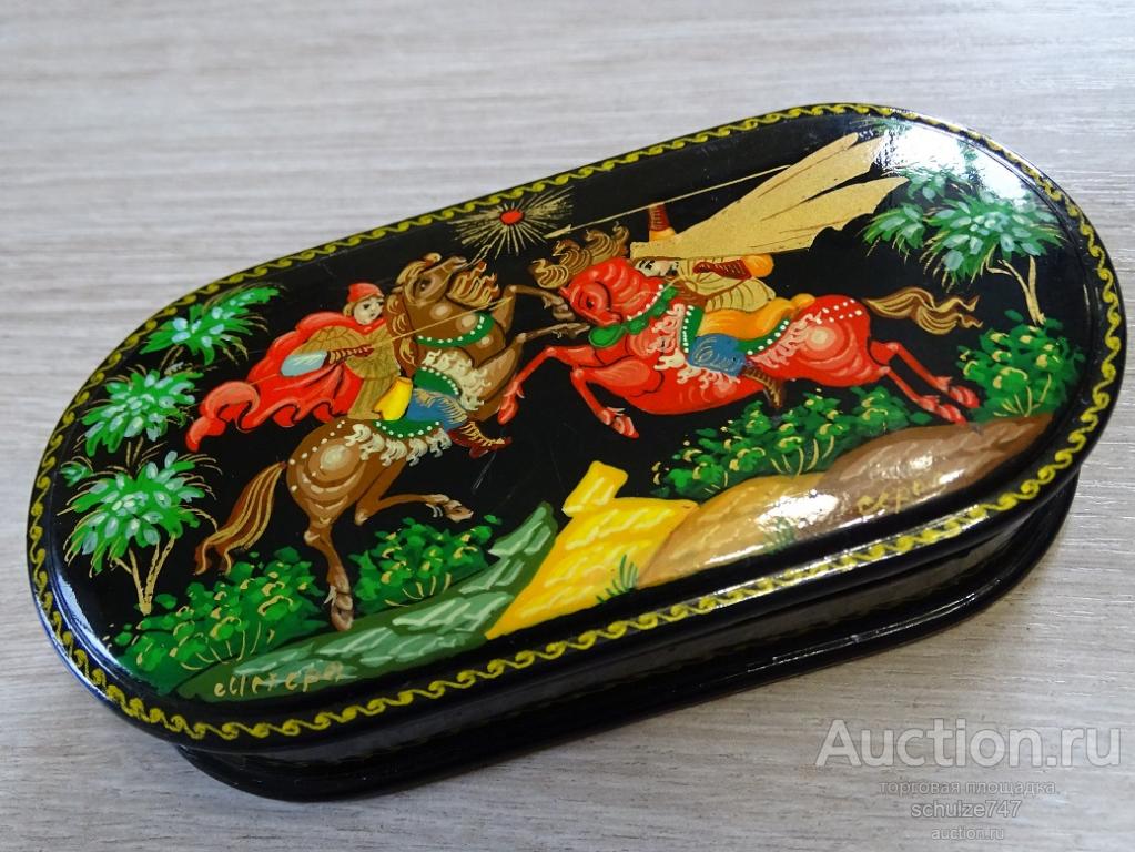 ШКАТУЛКА ПОЕДИНОК МСТЕРА авт. СЕРОВ ЛАК РОСПИСЬ СССР