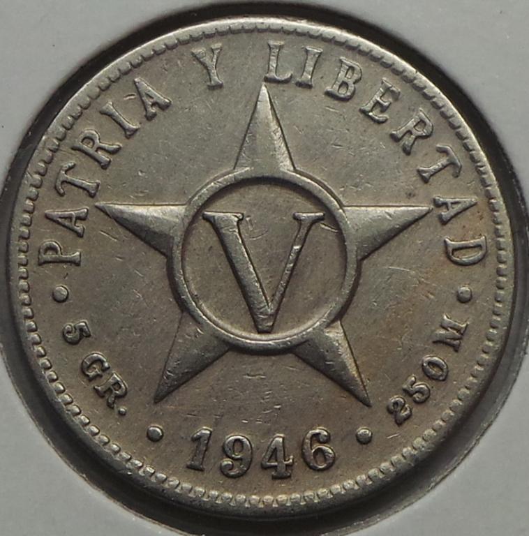 Куба 5 сентаво 1946 года КМ#11.3
