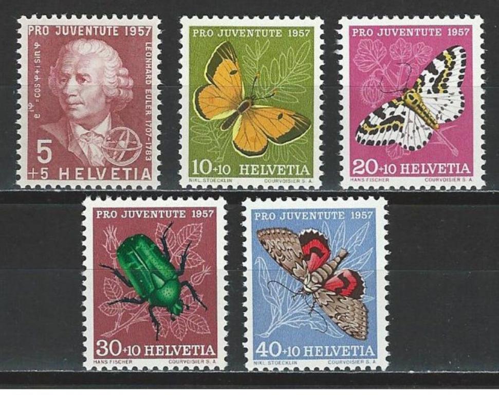 Швейцария,1957,Ми-648-52**Фауна:насекомые