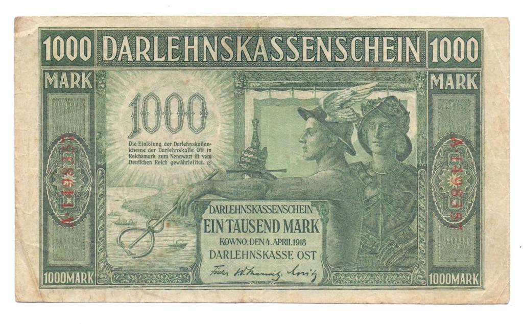 1000 марок 1918 года Ковно Германия