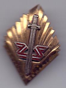 Знак ромб с мечом золочёный Земессардзе Латвия.