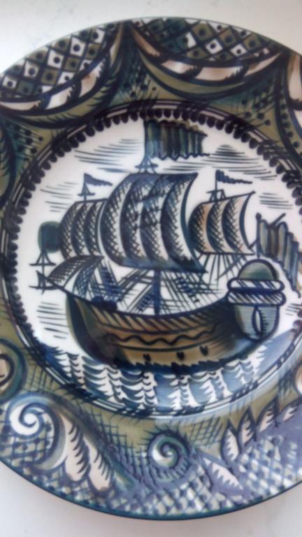 Тарелка настенная декоративная В.Городецкий, "Кораблик", ЛФЗ.