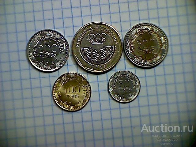 New! Колумбия, набор из 5-ти монет,  2017-2018 годы. UNC