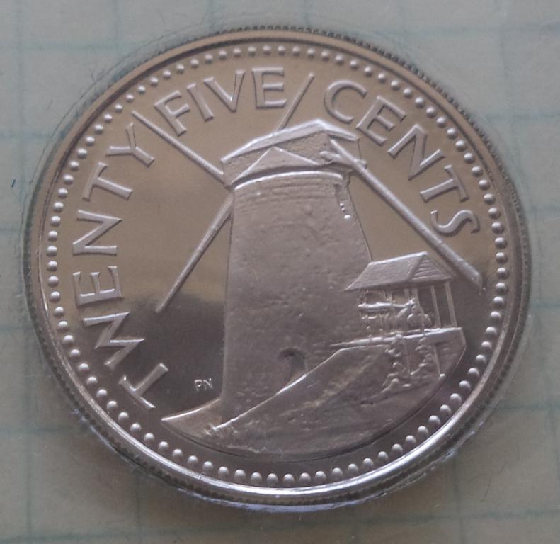 Барбадос 25 центов 1974 год  PROOF