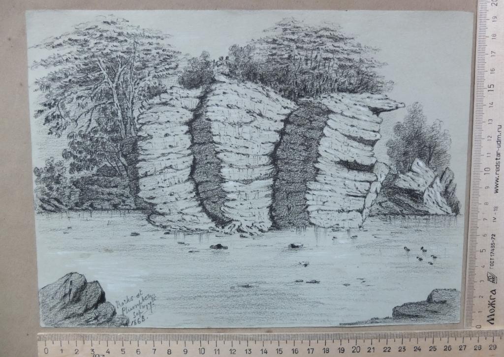 рисунок Скалы у Пламптона,Англия,1869 год