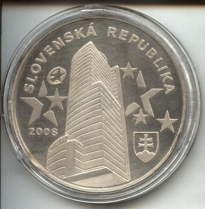 Серебро  Словакия 1000 крон 2008 год Прощание с кроной ( в капсуле)