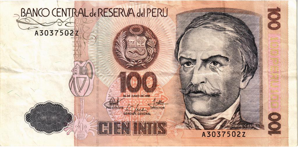 Перу, 100 интис 1987г.