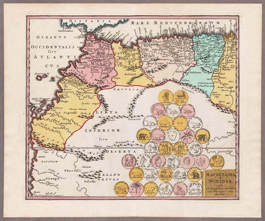 Карта Мавритании и Нумидии [Магриба], 1720-е годы.