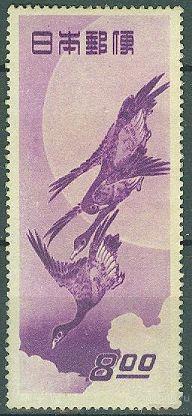 Япония 1949  Ксилография "Луна и гуси" , неделя марки