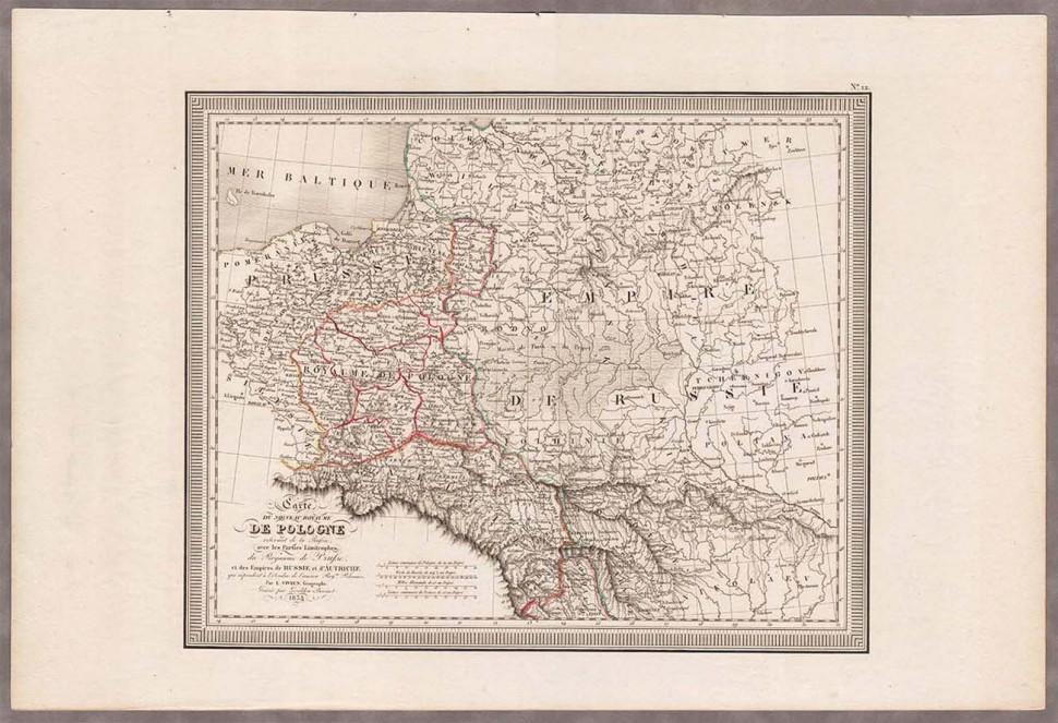 Антикварная карта Белоруссии и Польши, 1834 год.