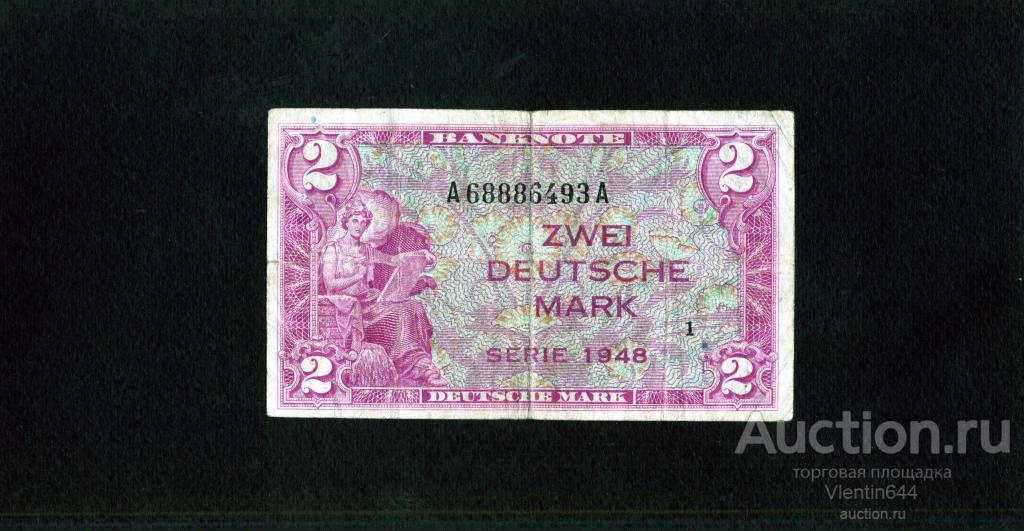 Германия ФРГ 2 марки 1948 г. Редкость!