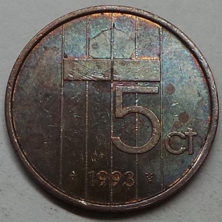 Нидерланды 5 центов 1993 года (2) КМ#202