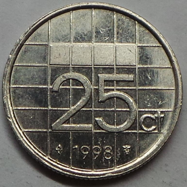 Нидерланды 25 центов 1998 года (1) КМ#204