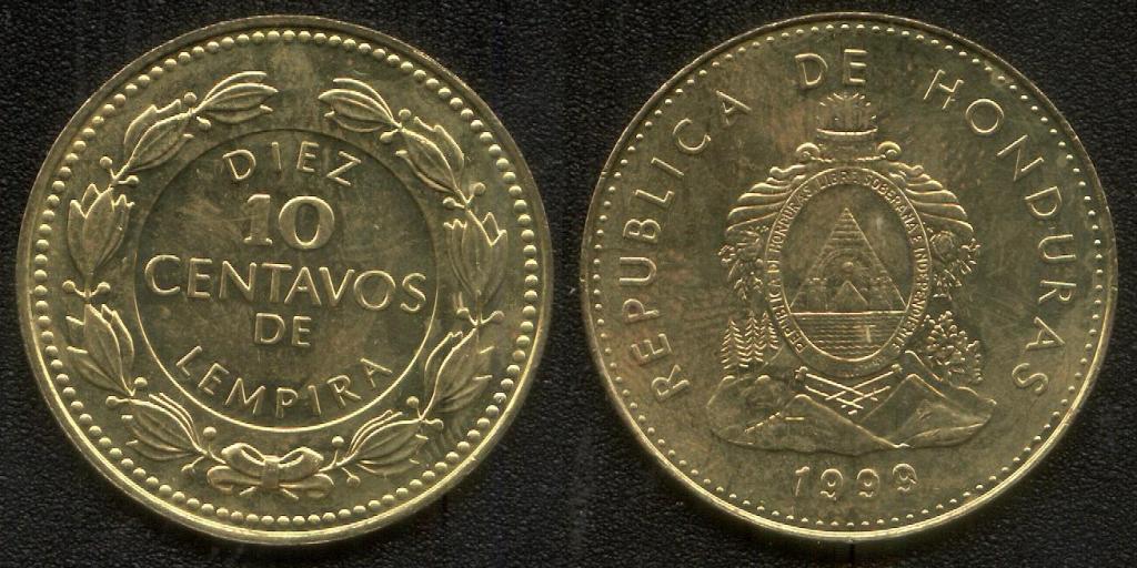 (533)Гондурас – 10 сентаво (1999), бронза, KM#76.3