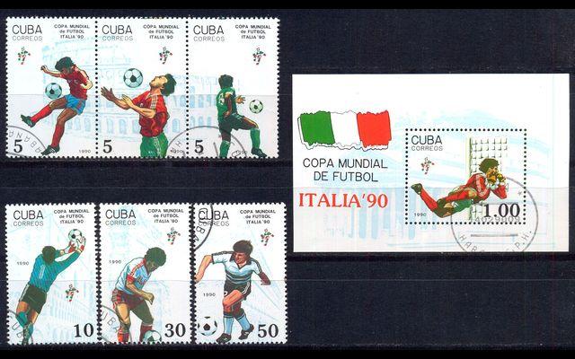 Куба 1990 Mi 3356-61 Bl117 Чемпионат мира по футболу CTO 008/796