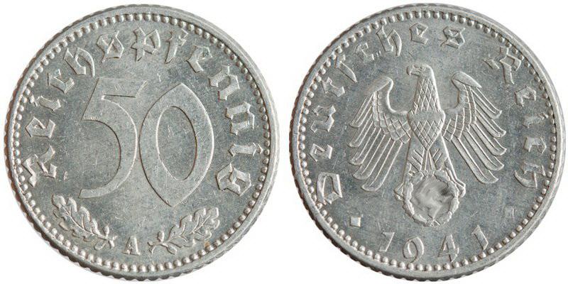 042 ГЕРМАНИЯ 50 ПФЕННИГОВ 1941(A) UNC