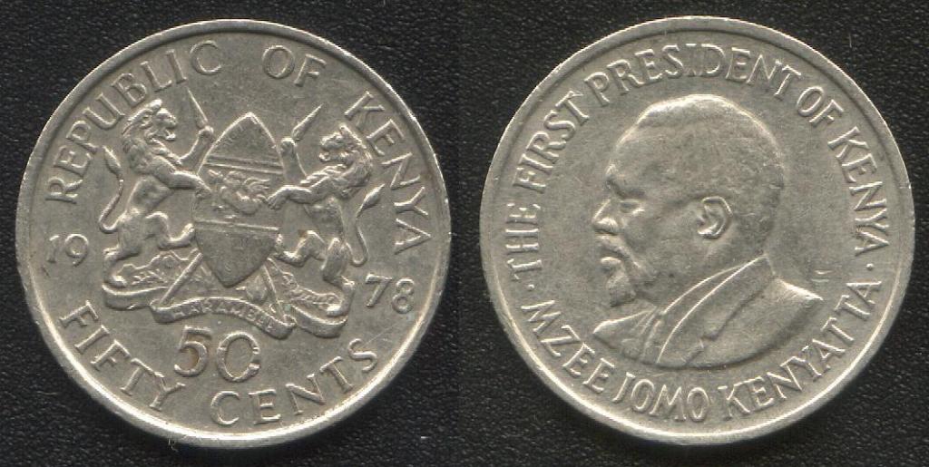 (778)Кения – 50 центов (1978), медно-никель, KM#13