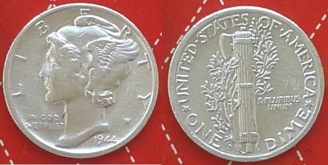 США. Меркурий - 10 центов, серебро, 1944