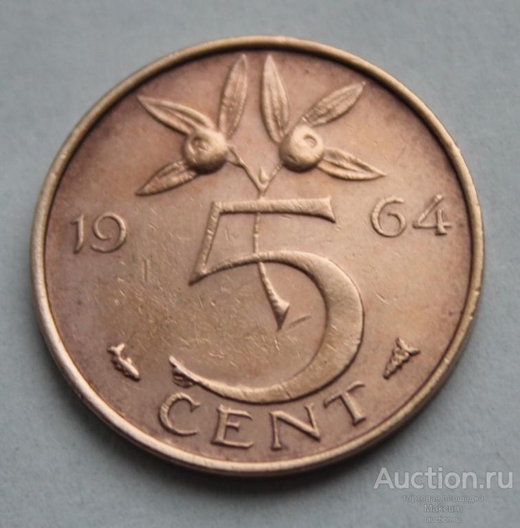 Нидерланды . 5 центов .1964 г .
