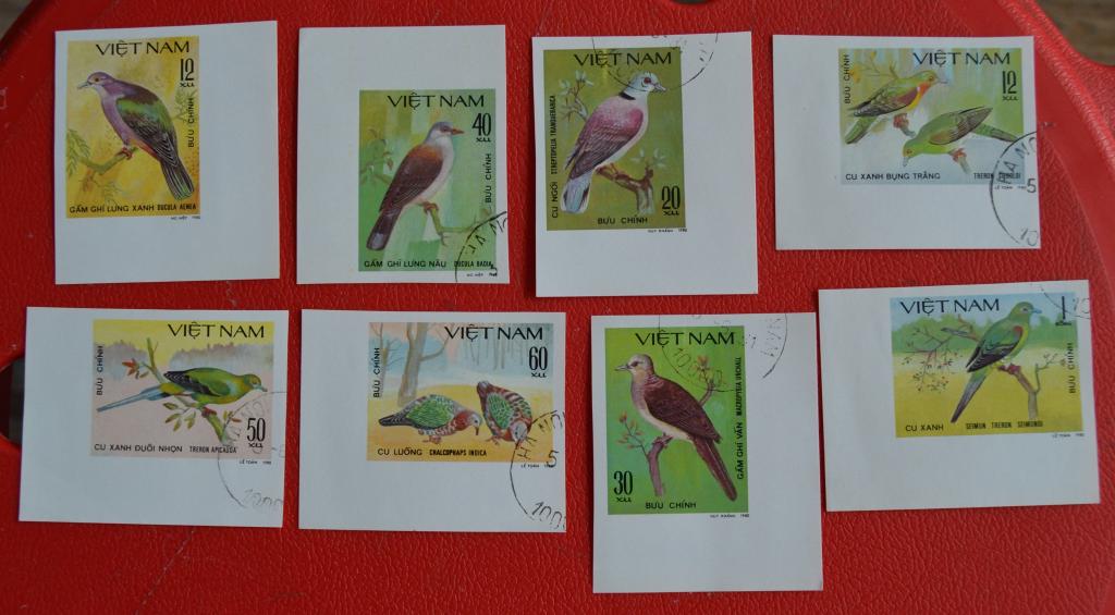 Вьетнам 1980 год Фауна Птицы Голуби Mi# 1163у -1170у Без  Зубцов СТО