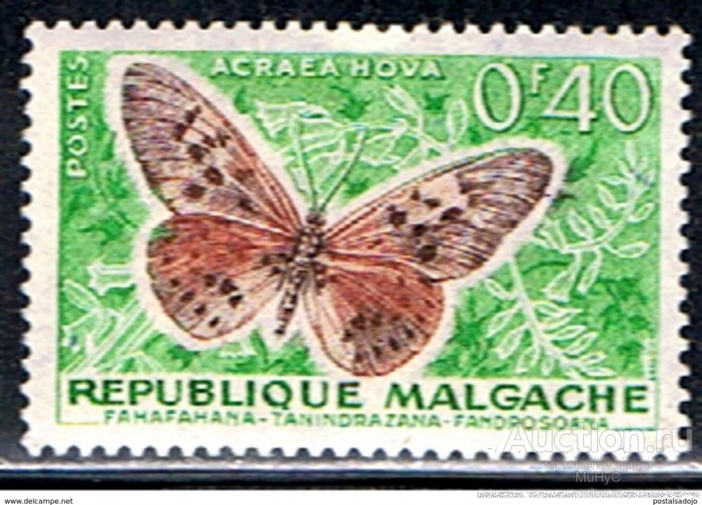 Мадагаскар 1960 Фауна , бабочки ( марка из серии )