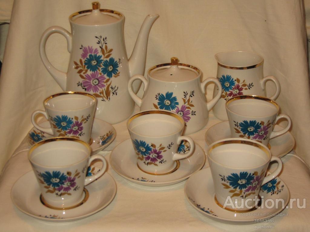 Кофейный сервиз. "Васильки". Пролетарий.  СССР. (неполный).