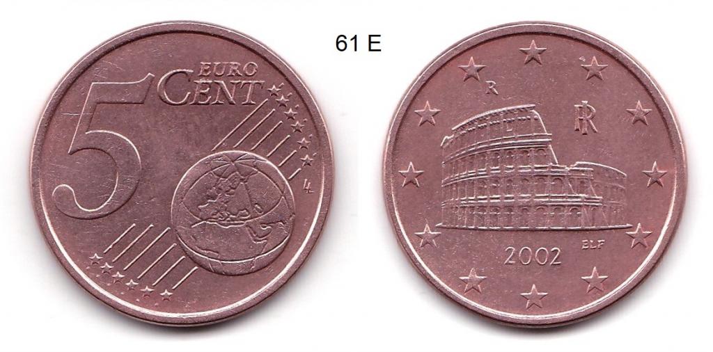 5 евроцентов. Италия. 2002 год.