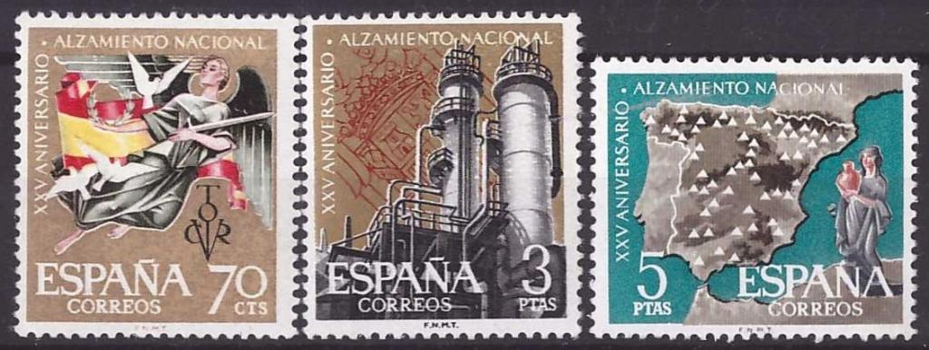 Испания,1961, № 1248,1255,1256, € 2,9, MNH, национальные достижения