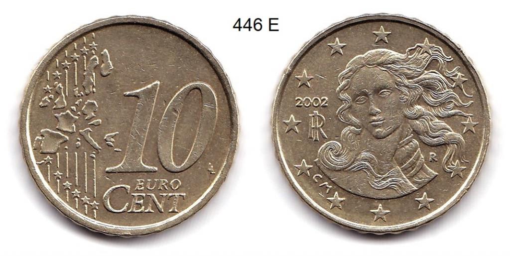 10 евроцентов. Италия. 2002 год.