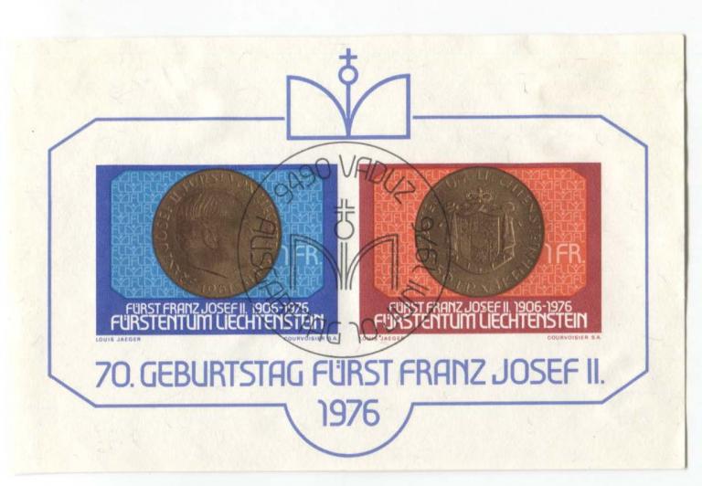 1976.Лихтенштейн.70 летие Курфюрста.Блок.гаш