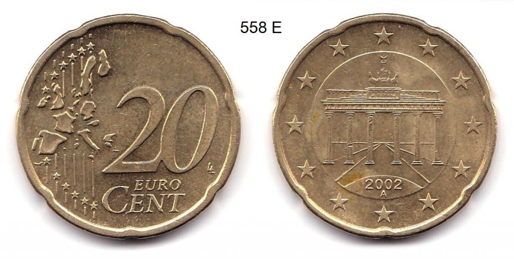 20 евроцентов. Германия. А. 2002 год.