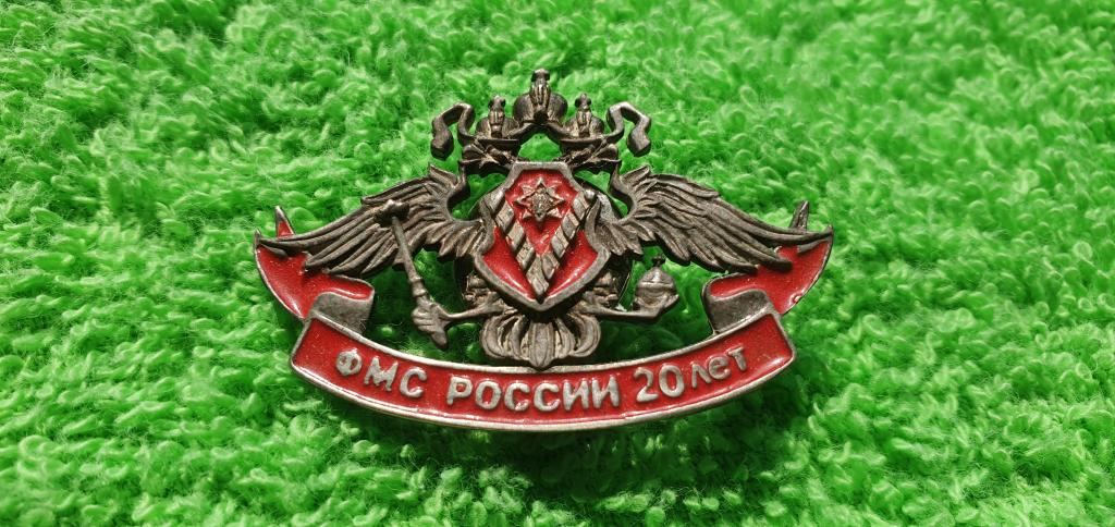 Нагрудный фрачный знак " ФМС России 20 лет ", 2012 год, Россия