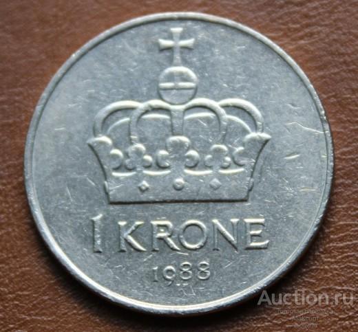 Норвегия 1 крона .1988 г .