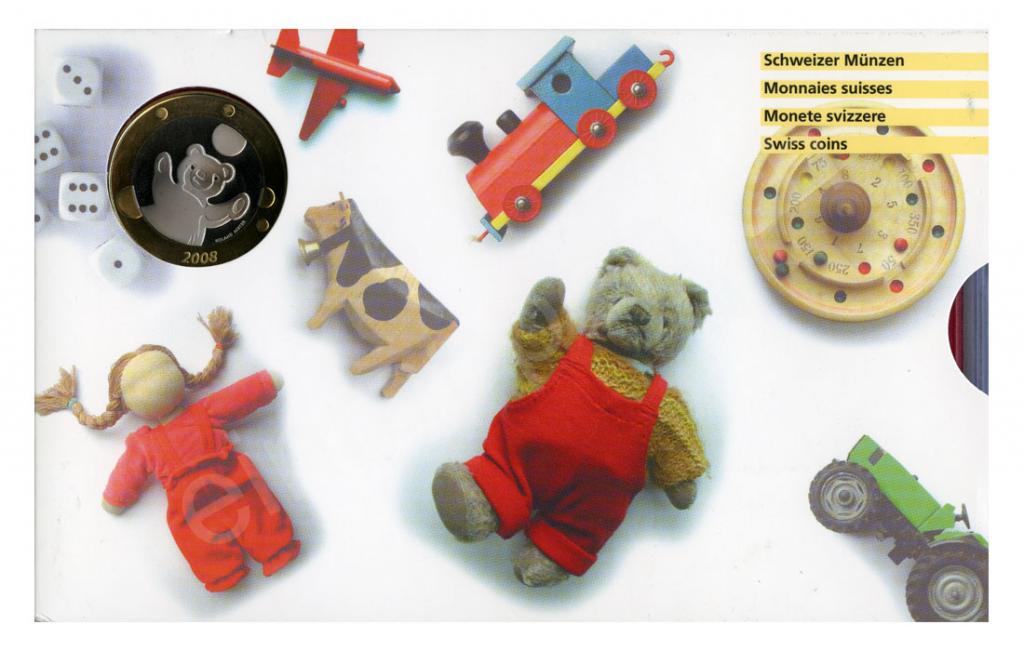 ШВЕЙЦАРИЯ, 2008, НАБОР ИЗ 7 МОНЕТ И БИМЕТАЛЛИЧЕСКОГО ЖЕТОНА  [BRILLIANT UNCIRCULATED]