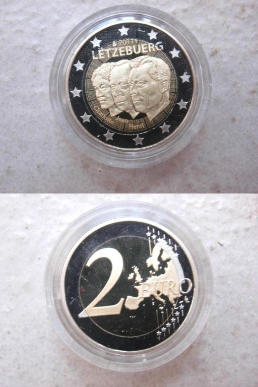 ЛЮКСЕМБУРГ, 2011, 2 ЕВРО [PROOF] [БИМЕТАЛЛ] [КАПСУЛА] [СЛЕДЫ ХРАНЕНИЯ]