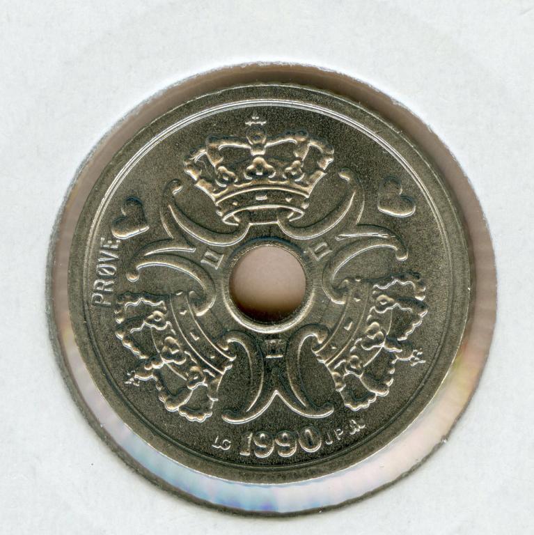 ДАНИЯ, 1990, КРОНА [ПРОБНАЯ МОНЕТА, PROVE, ESSAI, PATTERN]