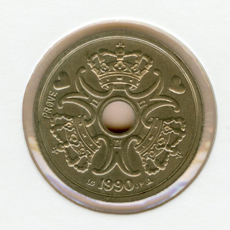 ДАНИЯ, 1990, 2 КРОНЫ [ПРОБНАЯ МОНЕТА, PROVE, ESSAI, PATTERN]
