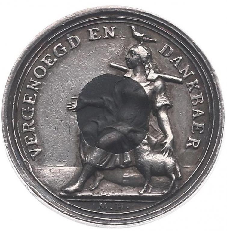 НИДЕРЛАНДЫ, АМСТЕРДАМ, МЕДАЛЬ, 1741 [БИМЕТАЛЛ: СЕРЕБРО + МЕДЬ] [РЕДКАЯ]