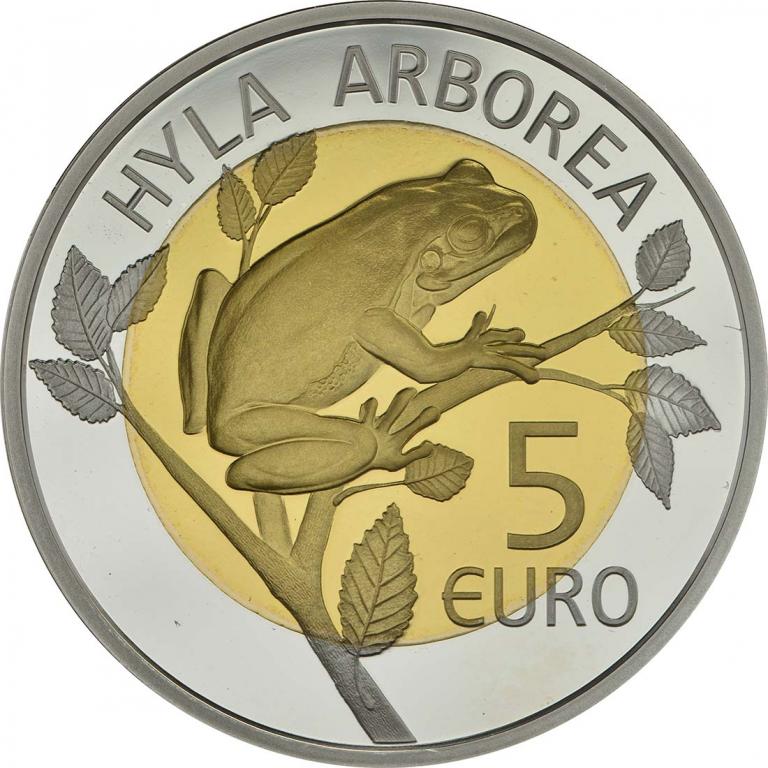 ЛЮКСЕМБУРГ, 2017, 5 ЕВРО [HYLA ARBOREA] [БИМЕТАЛЛ]