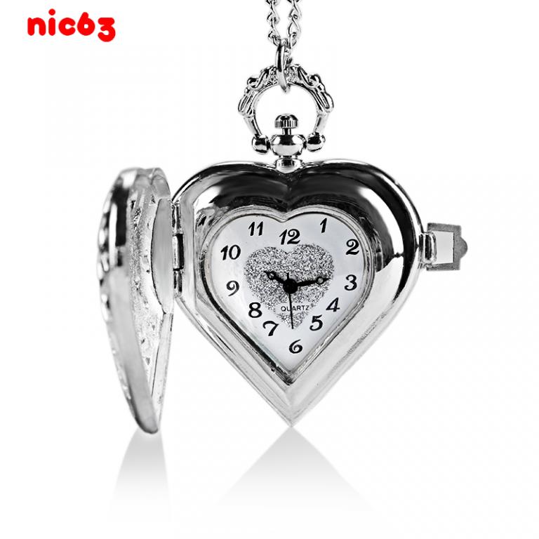 Старинные Ретро Кварцевые Карманные Часы Сердце 